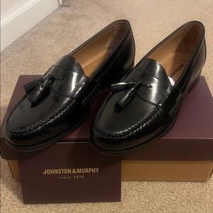 Johnston & Murphy Glossy Black Tassel Loafers